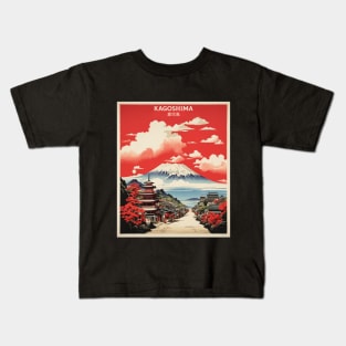 Kagoshima Japan Travel Vintage Tourism Poster Kids T-Shirt